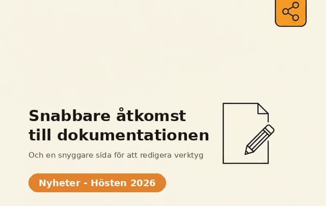 Snabbare åtkomst till dokumentationen, och en snyggare sida för att redigera verktyg